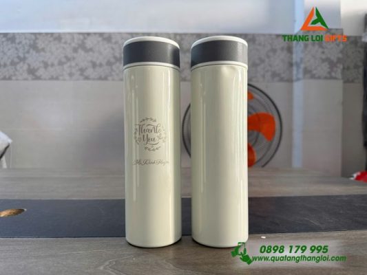 Bình Giữ Nhiệt Có Đèn LED Màu Trắng Khắc Tên Theo Yêu Cầu