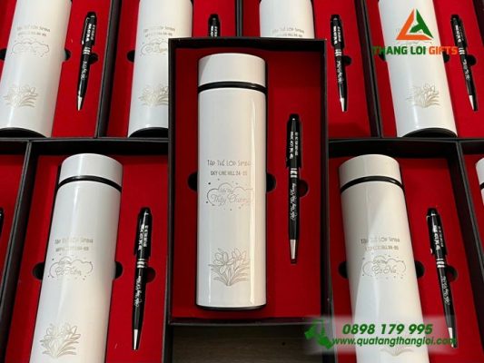 BỘ QUÀ TẶNG BÌNH GIỮ NHIỆT + BÚT KÝ KHẮC TÊN TRI ÂN THẦY CÔ