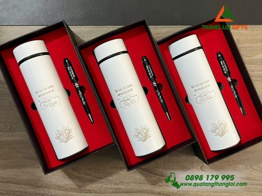 BỘ QUÀ TẶNG BÌNH GIỮ NHIỆT + BÚT KÝ KHẮC TÊN TRI ÂN THẦY CÔ