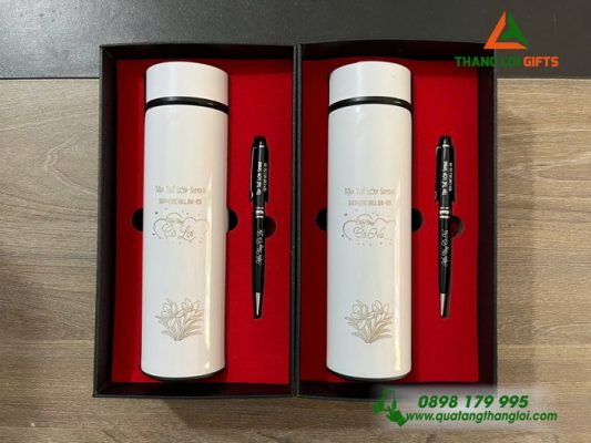 BỘ QUÀ TẶNG BÌNH GIỮ NHIỆT + BÚT KÝ KHẮC TÊN TRI ÂN THẦY CÔ