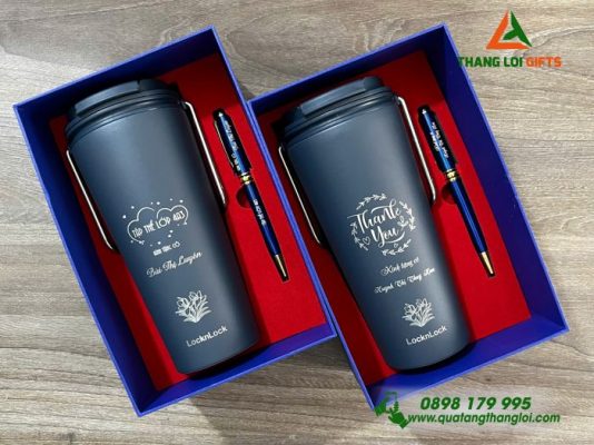 Bộ Qùa Tặng Ly LocknLock Có Quai Xách + Bút Ký Khắc Tên Làm Qùa Tặng Tri Ân Thầy Cô