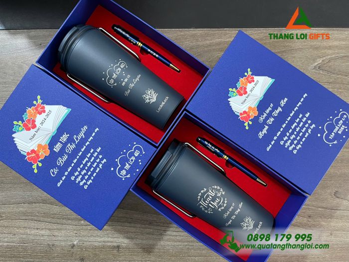 Bộ Qùa Tặng Ly LocknLock Có Quai Xách + Bút Ký Khắc Tên Làm Qùa Tặng Tri Ân Thầy Cô