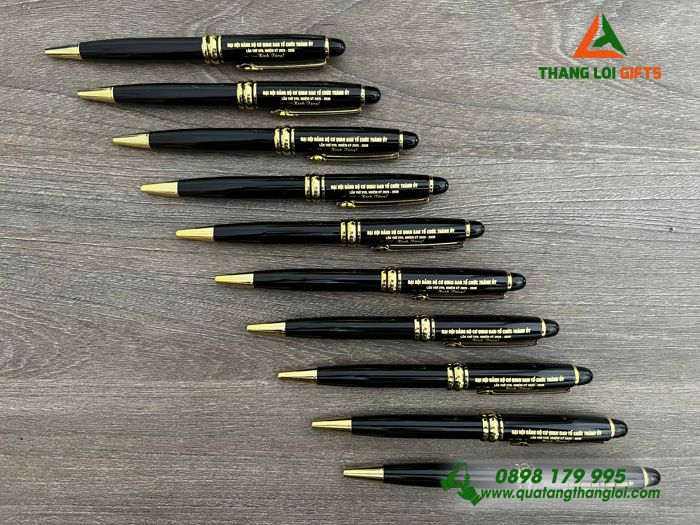 Bút Ký Kim Loại Đầu Xoay Màu Đen In Tên Logo Đại hội Đảng Bộ