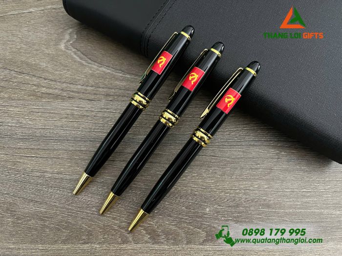Bút Ký Kim Loại Đầu Xoay Màu Đen In Tên Logo Đại hội Đảng Bộ