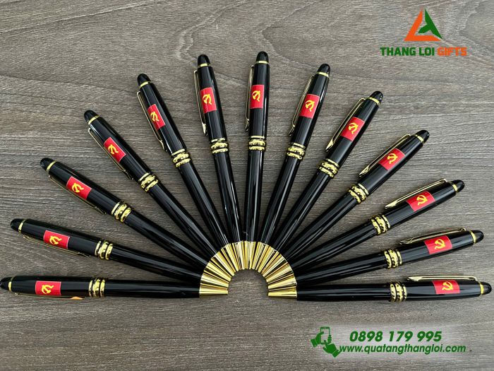 Bút Ký Kim Loại Đầu Xoay Màu Đen In Tên Logo Đại hội Đảng Bộ