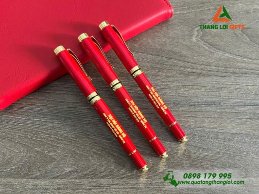 Bút Ký Kim Loại Nắp Đẩy Màu Đỏ Khắc Đại Hội Đảng Bộ Tỉnh Quảng Trị
