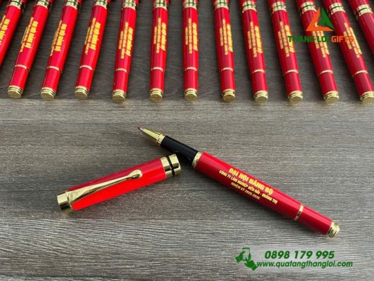 Bút Ký Kim Loại Nắp Đẩy Màu Đỏ Khắc Đại Hội Đảng Bộ Tỉnh Quảng Trị