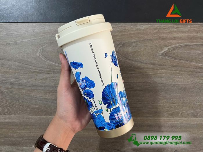 CỐC GIỮ NHIỆT HOA VĂN KHẮC TÊN THEO YÊU CẦU LÀM QUÀ TẶNG