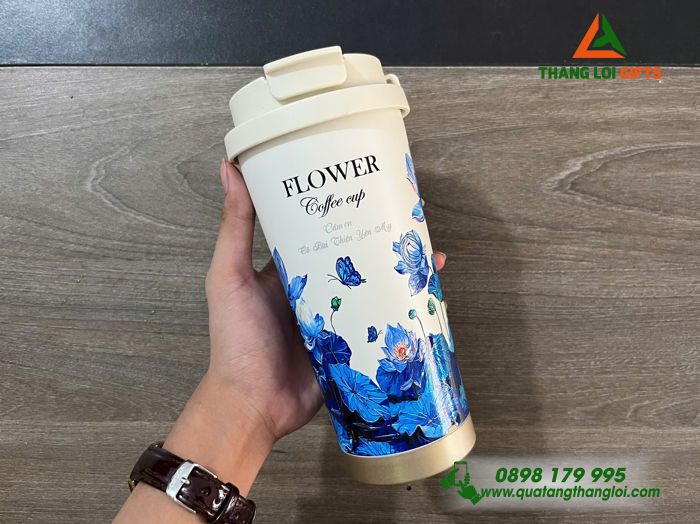 CỐC GIỮ NHIỆT HOA VĂN KHẮC TÊN THEO YÊU CẦU LÀM QUÀ TẶNG