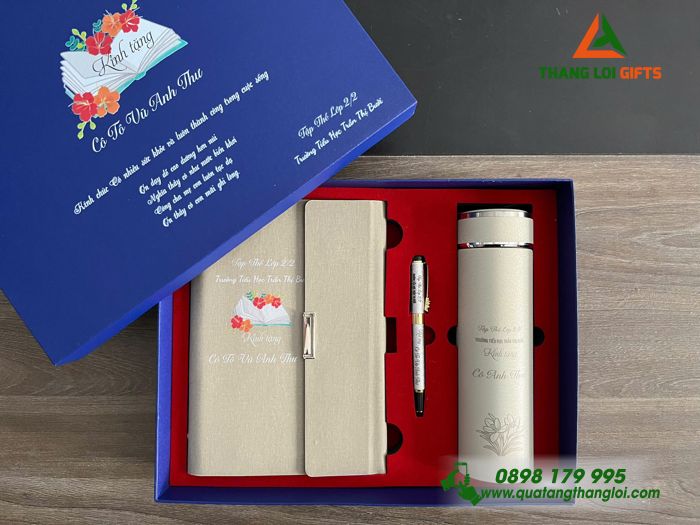 BỘ QUÀ TẶNG GIFTSET 3 MÓN CAO CẤP IN KHẮC LOGO LÀM QUÀ TẶNG TRI ÂN THẦY CÔ