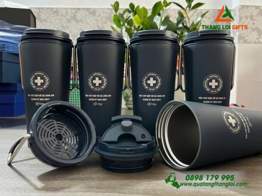 Ly Giữ Nhiệt LocknLock Xanh Navy Khắc Logo Hội Chữ Thập Đỏ