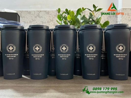 Ly Giữ Nhiệt LocknLock Xanh Navy Khắc Logo Hội Chữ Thập Đỏ