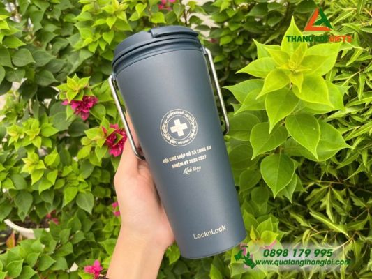 Ly Giữ Nhiệt LocknLock Xanh Navy Khắc Logo Hội Chữ Thập Đỏ