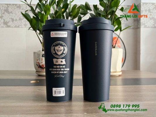 LY GIỮ NHIỆT LOCKNLOCK MÀU XANH NAVY KHẮC LOGO HẢI QUÂN VIỆT NAM