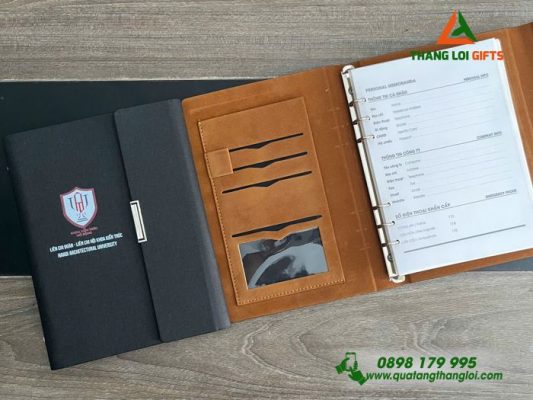 Sổ Tay Bìa Còng Gập 3 Màu Đen In Liên Chi Đoàn - Liên Chi Đội Khoa Kiến Trúc