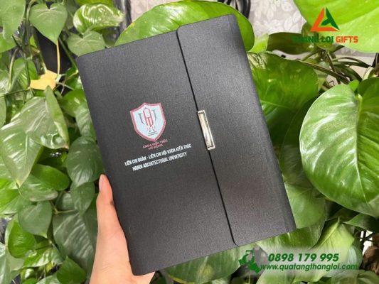 Sổ Tay Bìa Còng Gập 3 Màu Đen In Liên Chi Đoàn - Liên Chi Đội Khoa Kiến Trúc