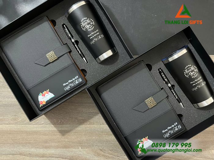 Bộ Qùa Tặng Giftset 3 Món Màu Đen In Khắc Logo KÍNH TRI ÂN CÔ Làm Qùa Tặng
