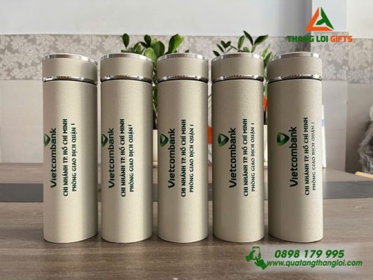 Bình Giữ Nhiệt 500ml – Màu Trắng Kem – In Logo Vietcombank