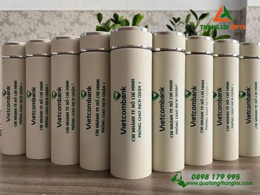 Bình Giữ Nhiệt 500ml – Màu Trắng Kem – In Logo Vietcombank