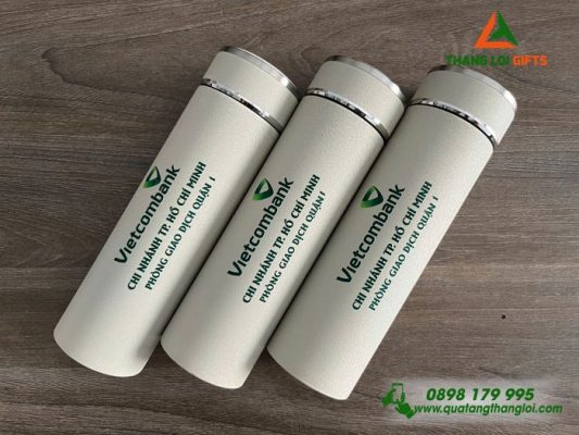 Bình Giữ Nhiệt 500ml – Màu Trắng Kem – In Logo Vietcombank