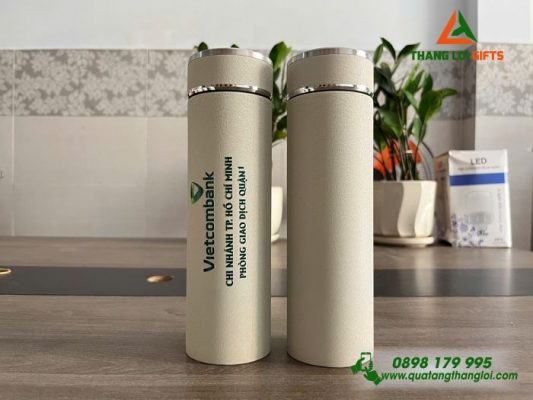 Bình Giữ Nhiệt 500ml – Màu Trắng Kem – In Logo Vietcombank