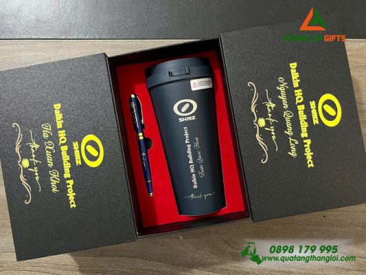 Bộ Quà Tặng (Ly Giữ Nhiệt+ Bút Ký) - In Khắc Logo Doanh Nghiệp SHIMZ