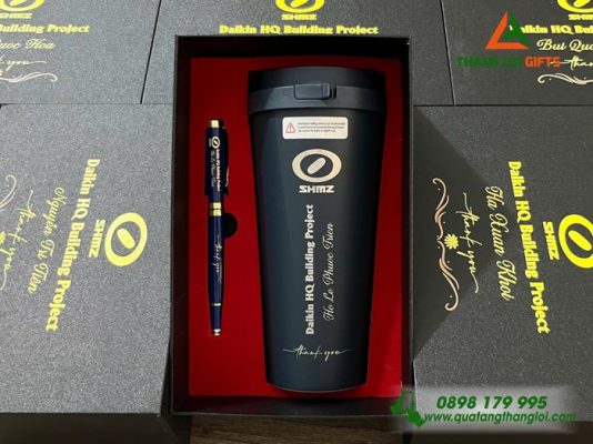 Bộ Quà Tặng (Ly Giữ Nhiệt+ Bút Ký) - In Khắc Logo Doanh Nghiệp SHIMZ
