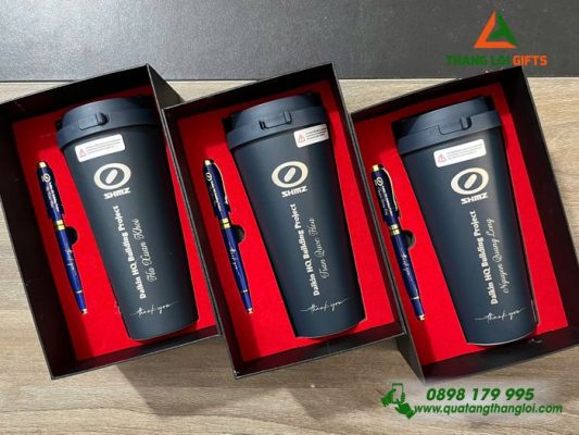 Bộ Quà Tặng (Ly Giữ Nhiệt+ Bút Ký) - In Khắc Logo Doanh Nghiệp SHIMZ