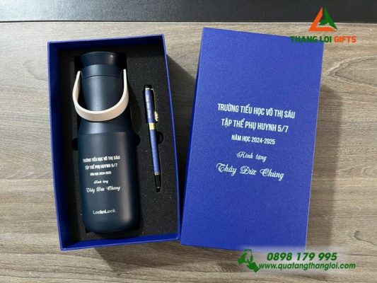 Bộ Quà Tặng (Bình Lock&Lock + Bút Ký) – Khắc Tên Trường Tiểu Học Võ Thị Sáu