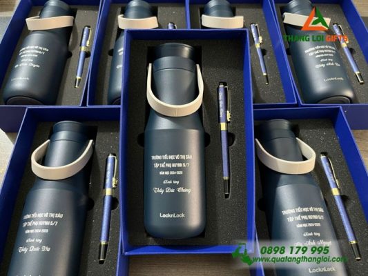 Bộ Quà Tặng (Bình Lock&Lock + Bút Ký) – Khắc Tên Trường Tiểu Học Võ Thị Sáu