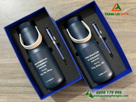 Bộ Quà Tặng (Bình Lock&Lock + Bút Ký) – Khắc Tên Trường Tiểu Học Võ Thị Sáu
