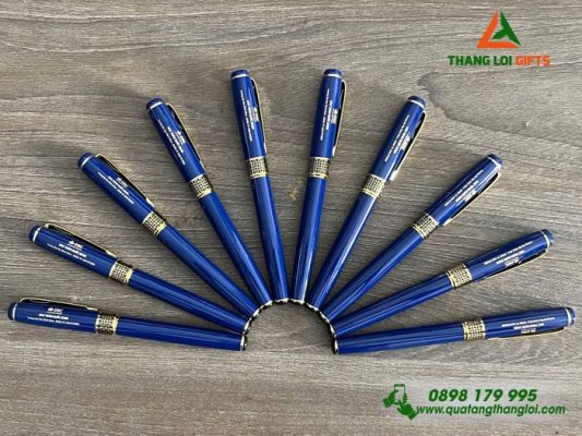 Bút Ký Kim Loại Nắp Đẩy- Màu Xanh – Khắc Logo ORC Trường Đại Học Bách Khoa