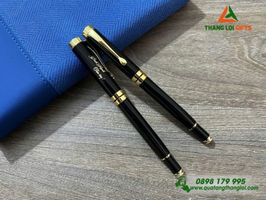 Bút Ký Kim Loại Nắp Đẩy – Màu Đen - Khắc Tên Làm Quà Tặng