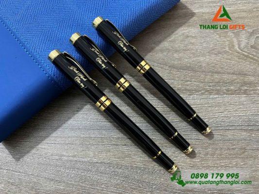 Bút Ký Kim Loại Nắp Đẩy – Màu Đen - Khắc Tên Làm Quà Tặng