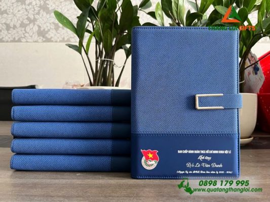 Sổ Tay Bìa Còng - Màu Xanh - In Logo Đoàn Thanh Niên Cộng Sản Việt Nam