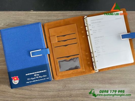 Sổ Tay Bìa Còng - Màu Xanh - In Logo Đoàn Thanh Niên Cộng Sản Việt Nam
