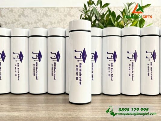Bình Giữ Nhiệt 500ml - Màu Trắng - In Logo MMi Music School
