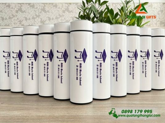 Bình Giữ Nhiệt 500ml - Màu Trắng - In Logo MMi Music School