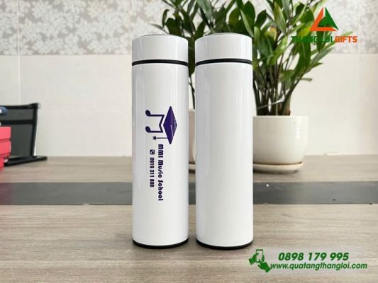 Bình Giữ Nhiệt 500ml - Màu Trắng - In Logo MMi Music School