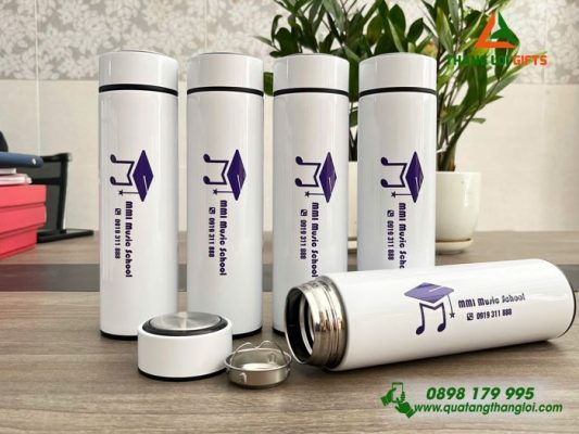 Bình Giữ Nhiệt 500ml - Màu Trắng - In Logo MMi Music School