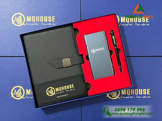 Gifset (Sổ+ Pin+ Bút) – In Khắc Logo Doanh Nghiệp MQHOUSE