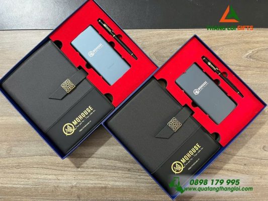 Gifset (Sổ+ Pin+ Bút) – In Khắc Logo Doanh Nghiệp MQHOUSE