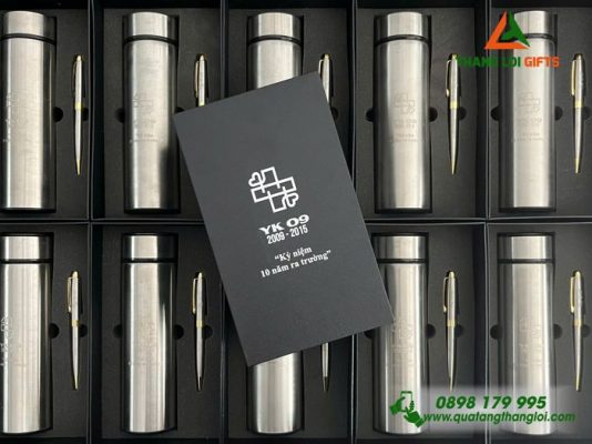 Combo Quà Tặng (Bình+Bút) – In Khắc Logo Kỷ Niệm 10 Năm Ra Trường