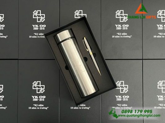 Combo Quà Tặng (Bình+Bút) – In Khắc Logo Kỷ Niệm 10 Năm Ra Trường