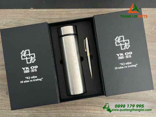 Combo Quà Tặng (Bình+Bút) – In Khắc Logo Kỷ Niệm 10 Năm Ra Trường