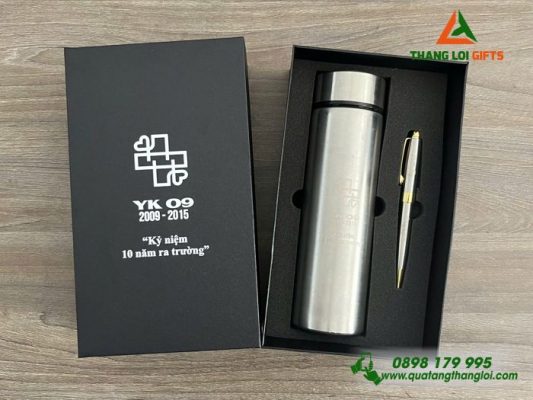 Combo Quà Tặng (Bình+Bút) – In Khắc Logo Kỷ Niệm 10 Năm Ra Trường
