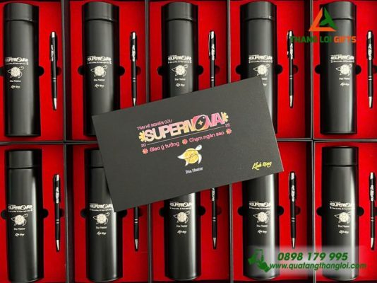 Combo Quà Tặng (Bình + Bút) – In Khắc Logo Trại Hè Nghiên Cứu Supernova