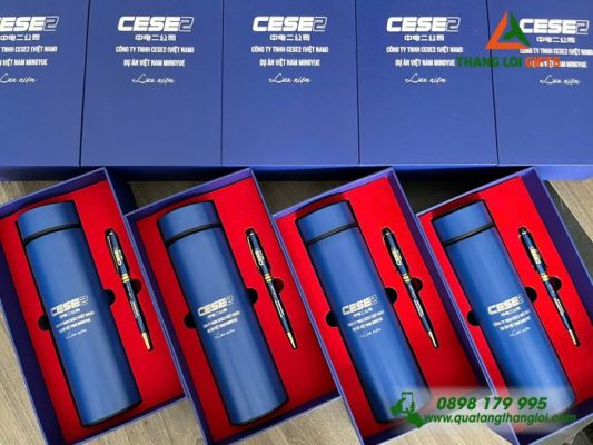Set Quà Tặng (Bình + Bút) – In Khắc Logo Doanh Nghiệp CESE2