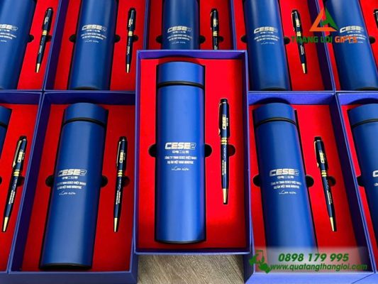 Set Quà Tặng (Bình + Bút) – In Khắc Logo Doanh Nghiệp CESE2