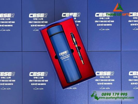 Set Quà Tặng (Bình + Bút) – In Khắc Logo Doanh Nghiệp CESE2
